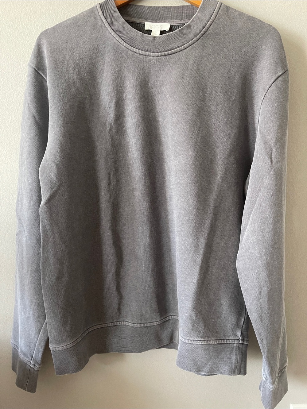 COS Men's Light Gray Cotton Linen Crewneck Sweatshirt